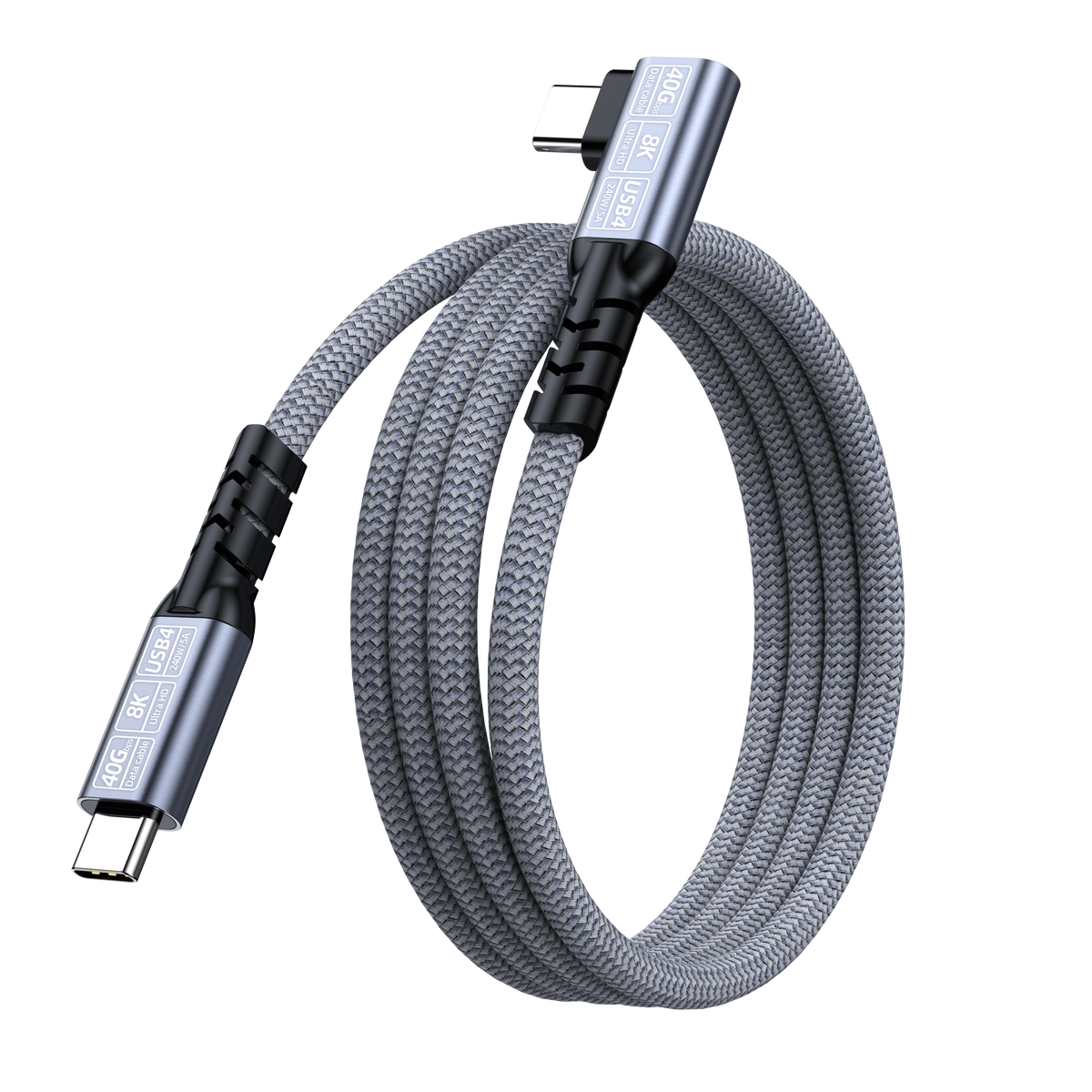 ELFESOUL 240W Right Angle USB4 Cable (40Gbps Data, 8K@60Hz UHD, Thunderbolt 4/3 Compatible)
