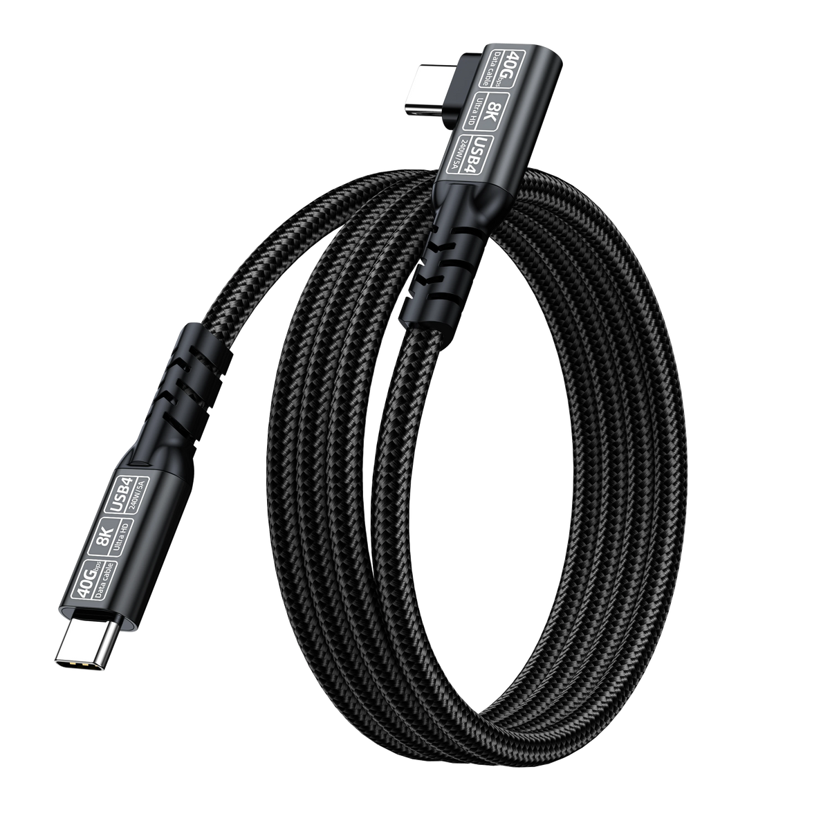 ELFESOUL 240W Right Angle USB4 Cable (40Gbps Data, 8K@60Hz UHD, Thunderbolt 4/3 Compatible)