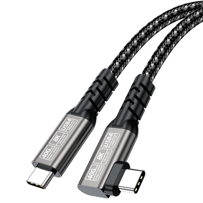 ELFESOUL 240W Right Angle USB4 Cable (40Gbps Data, 8K@60Hz UHD, Thunderbolt 4/3 Compatible)