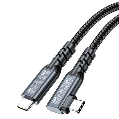 ELFESOUL 240W Right Angle USB4 Cable (40Gbps Data, 8K@60Hz UHD, Thunderbolt 4/3 Compatible)