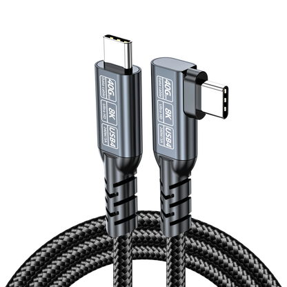 ELFESOUL 240W Right Angle USB4 Cable (40Gbps Data, 8K@60Hz UHD, Thunderbolt 4/3 Compatible)