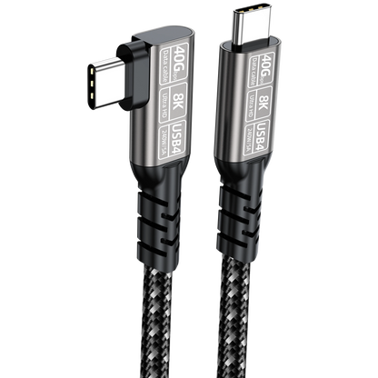 ELFESOUL 240W Right Angle USB4 Cable (40Gbps Data, 8K@60Hz UHD, Thunderbolt 4/3 Compatible)
