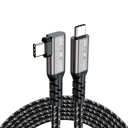 ELFESOUL 240W Right Angle USB4 Cable (40Gbps Data, 8K@60Hz UHD, Thunderbolt 4/3 Compatible)