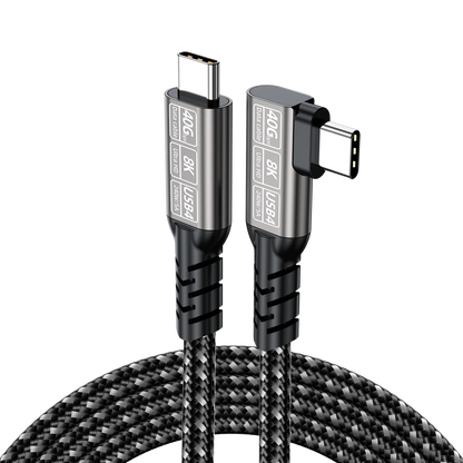 ELFESOUL 240W Right Angle USB4 Cable (40Gbps Data, 8K@60Hz UHD, Thunderbolt 4/3 Compatible)