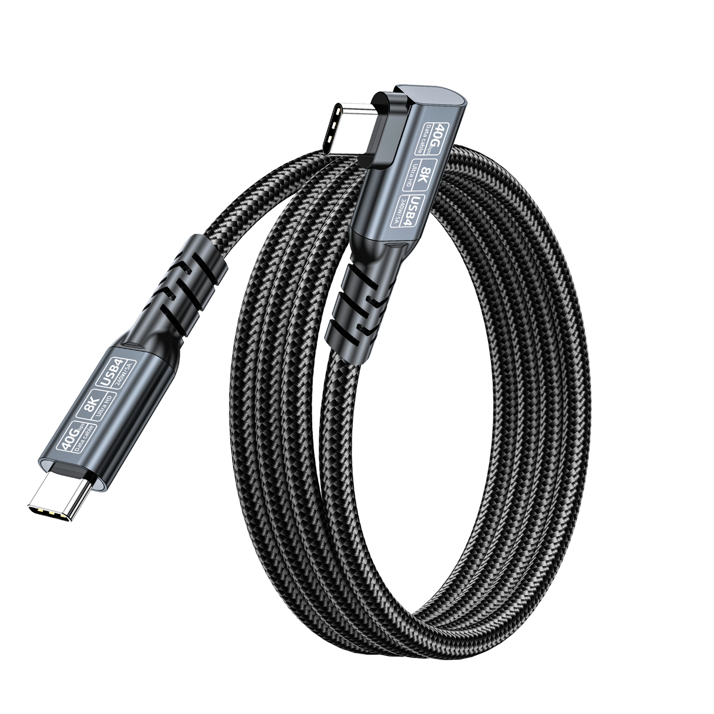 ELFESOUL 240W Right Angle USB4 Cable (40Gbps Data, 8K@60Hz UHD, Thunderbolt 4/3 Compatible)