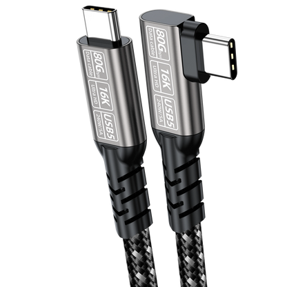 ELFESOUL 240W Right Angle USB5 Cable (80Gbps Data, 16K@60Hz UHD, Thunderbolt 5/4 Compatible)