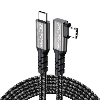 ELFESOUL 240W Right Angle USB5 Cable (80Gbps Data, 16K@60Hz UHD, Thunderbolt 5/4 Compatible)