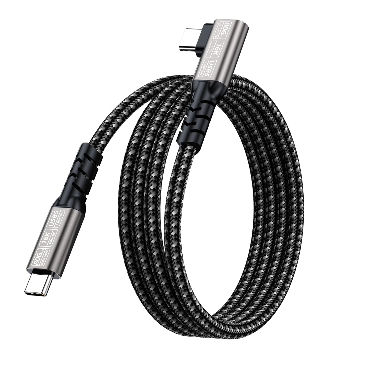 ELFESOUL 240W Right Angle USB5 Cable (80Gbps Data, 16K@60Hz UHD, Thunderbolt 5/4 Compatible)