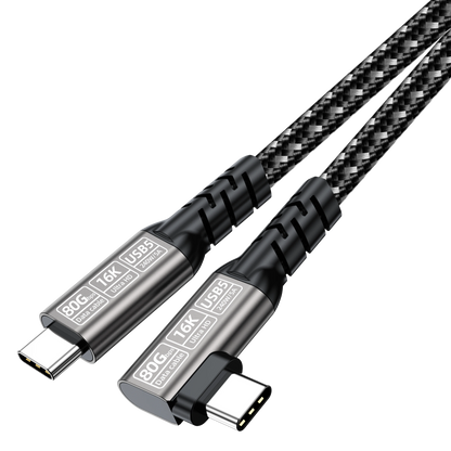 ELFESOUL 240W Right Angle USB5 Cable (80Gbps Data, 16K@60Hz UHD, Thunderbolt 5/4 Compatible)
