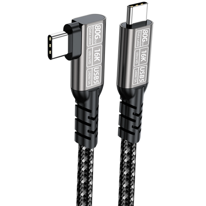 ELFESOUL 240W Right Angle USB5 Cable (80Gbps Data, 16K@60Hz UHD, Thunderbolt 5/4 Compatible)