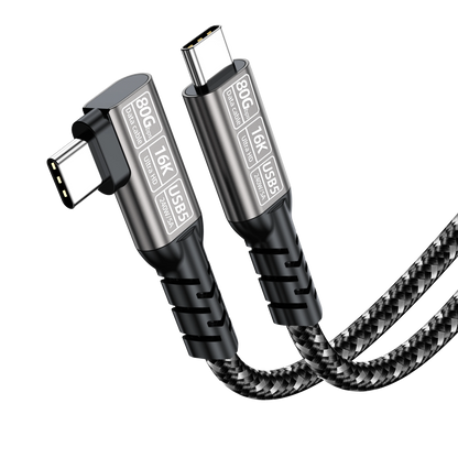 ELFESOUL 240W Right Angle USB5 Cable (80Gbps Data, 16K@60Hz UHD, Thunderbolt 5/4 Compatible)