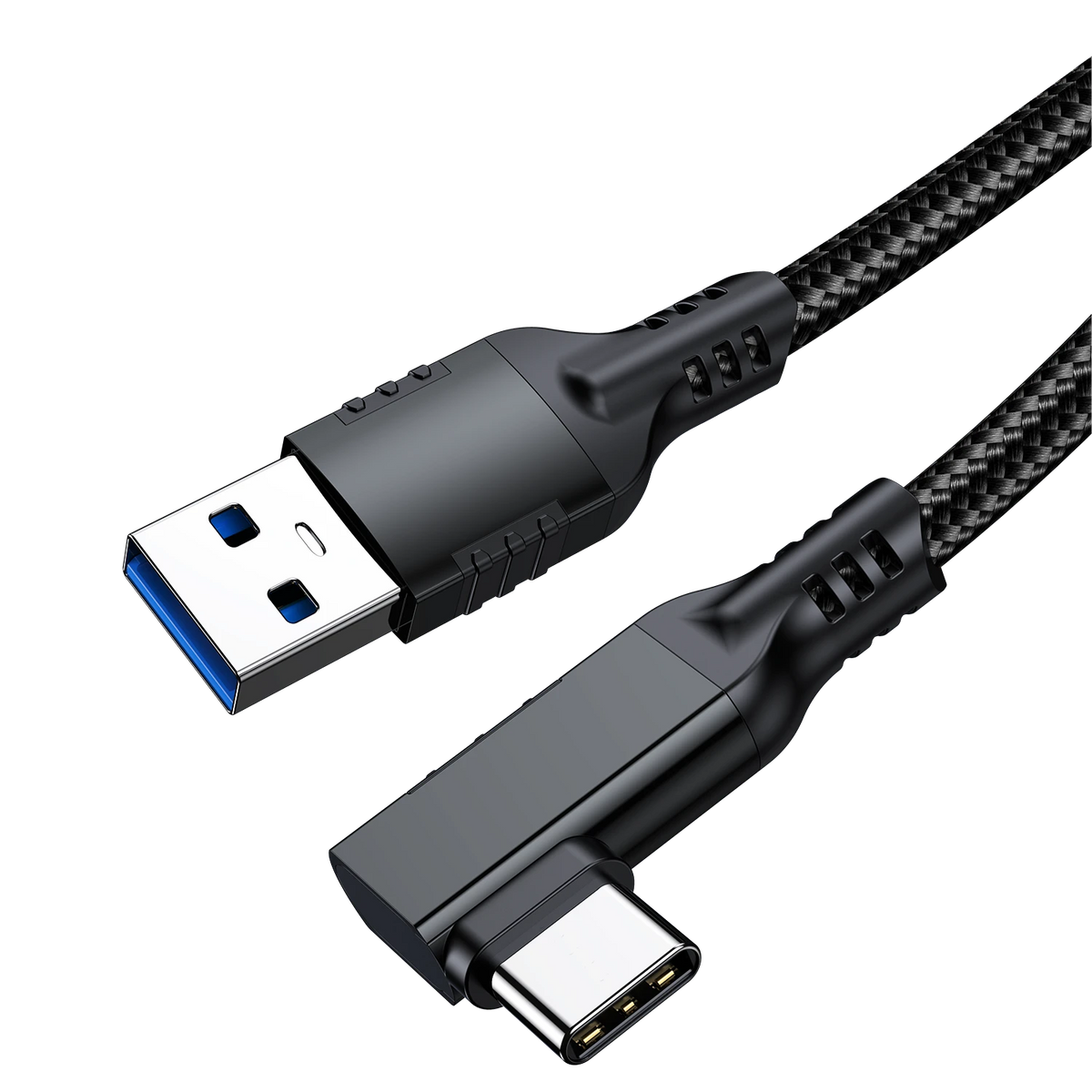 ELFESOUL USB 3.2 Right Angle USB-A to USB-C Cable (10Gbps Data, 60W Fast Charging, VR Link Compatible)