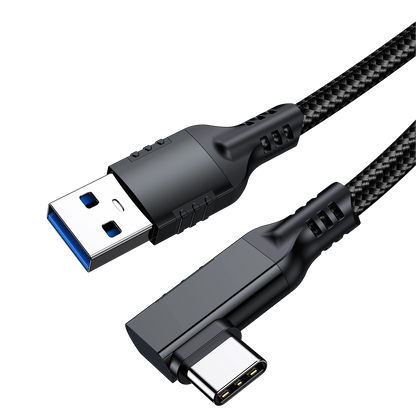 ELFESOUL USB 3.2 Right Angle USB-A to USB-C Cable (10Gbps Data, 60W Fast Charging, VR Link Compatible)