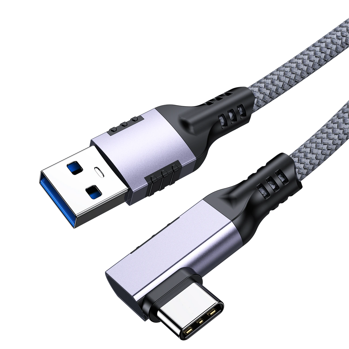 ELFESOUL USB 3.2 Right Angle USB-A to USB-C Cable (10Gbps Data, 60W Fast Charging, VR Link Compatible)