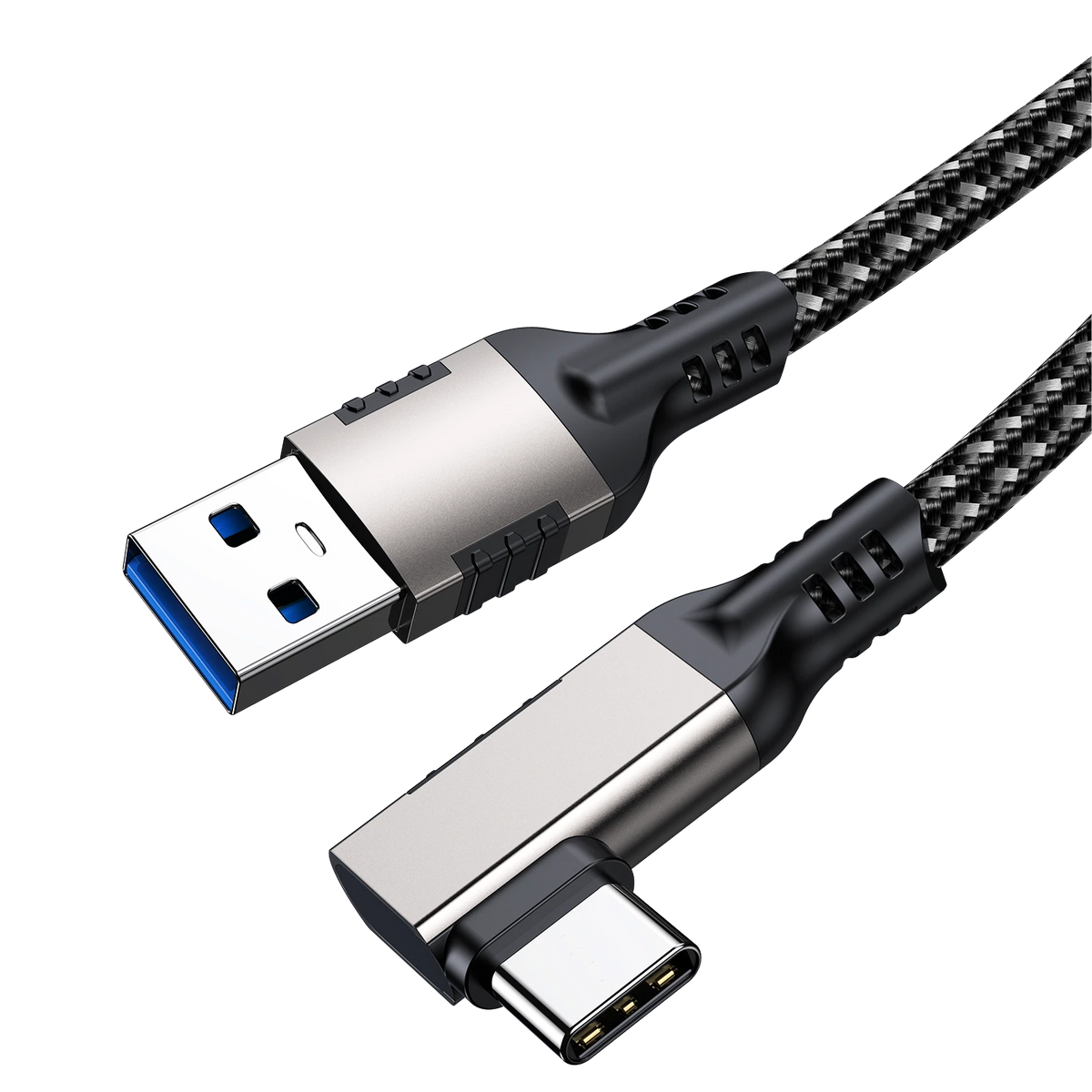 ELFESOUL USB 3.2 Right Angle USB-A to USB-C Cable (10Gbps Data, 60W Fast Charging, VR Link Compatible)