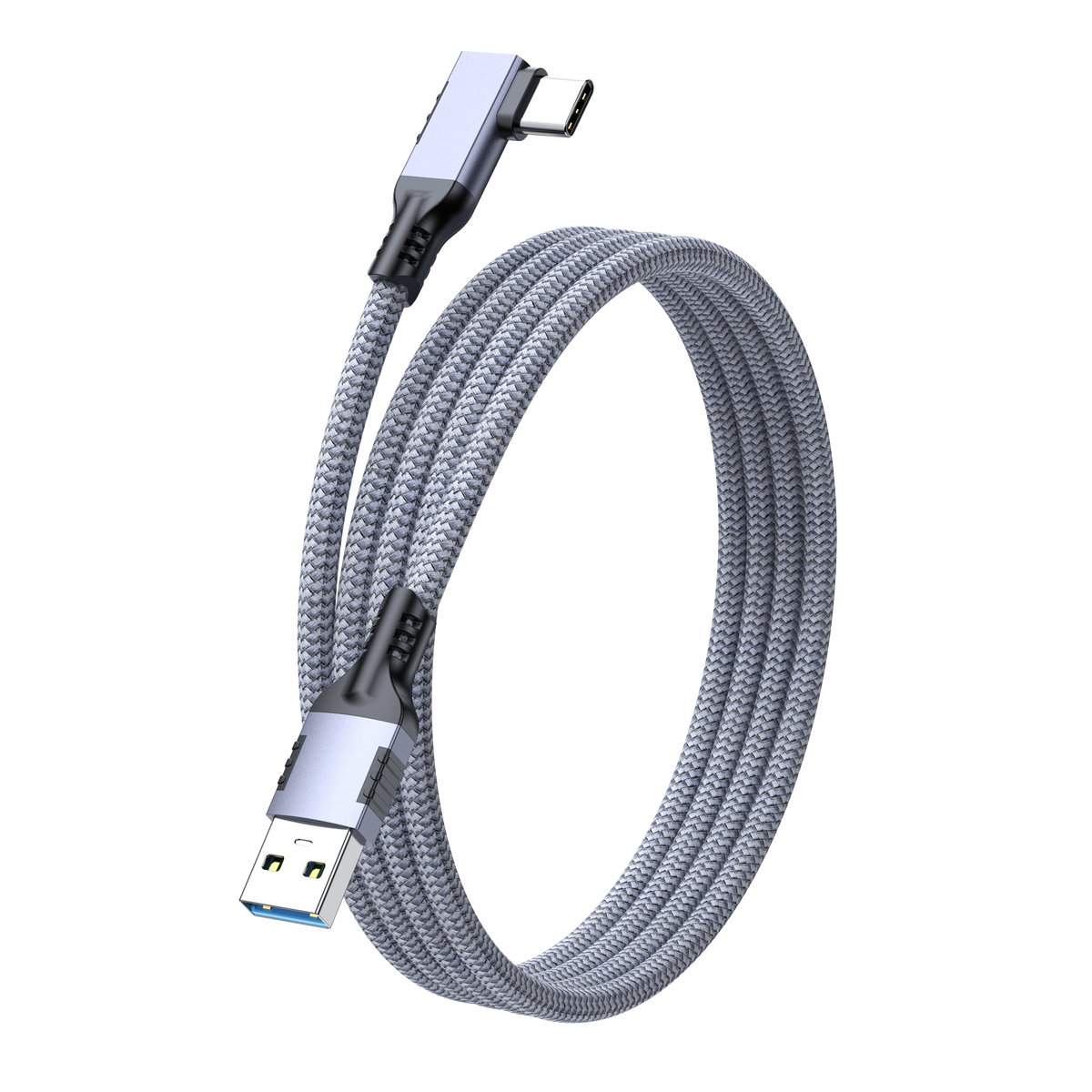 ELFESOUL USB 3.2 Right Angle USB-A to USB-C Cable (10Gbps Data, 60W Fast Charging, VR Link Compatible)