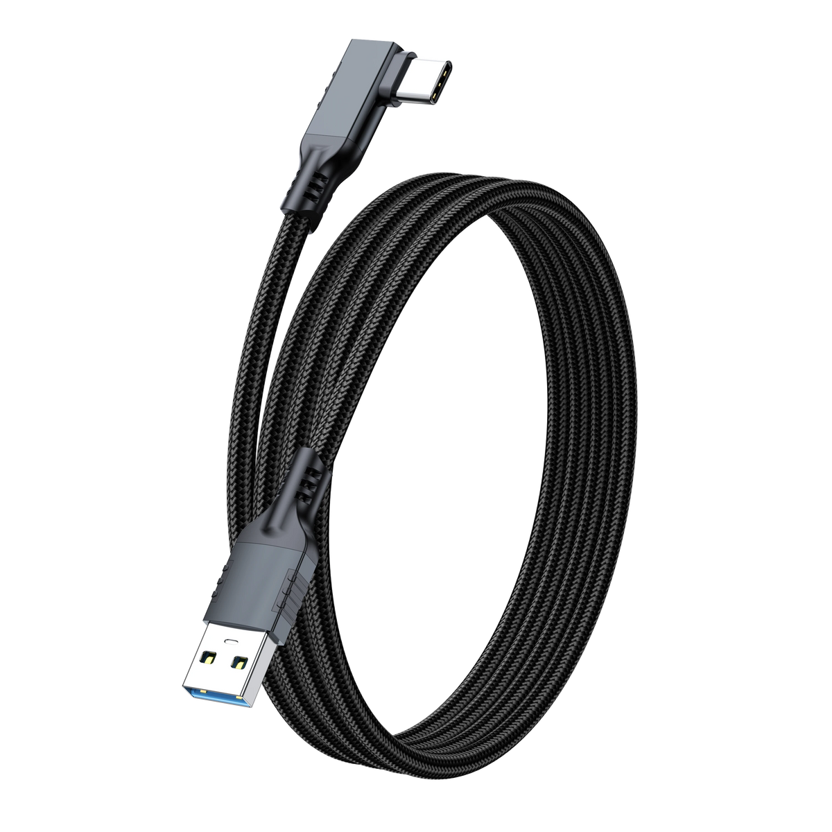 ELFESOUL USB 3.2 Right Angle USB-A to USB-C Cable (10Gbps Data, 60W Fast Charging, VR Link Compatible)