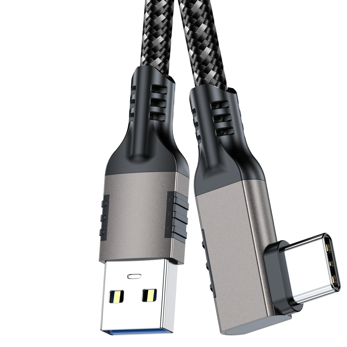 ELFESOUL USB 3.2 Right Angle USB-A to USB-C Cable (10Gbps Data, 60W Fast Charging, VR Link Compatible)