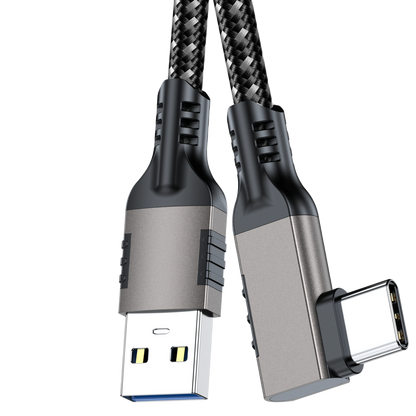 ELFESOUL USB 3.2 Right Angle USB-A to USB-C Cable (10Gbps Data, 60W Fast Charging, VR Link Compatible)