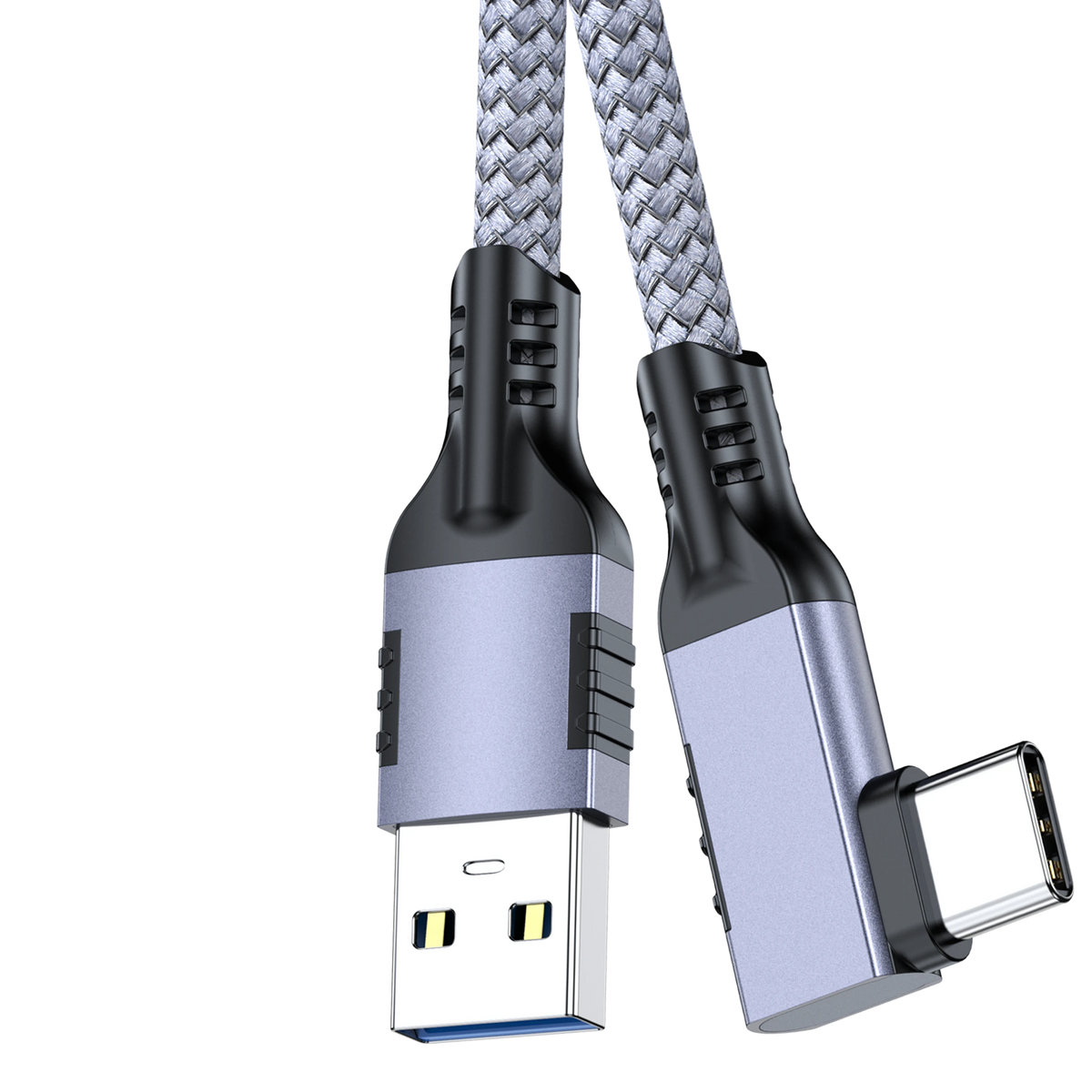 ELFESOUL USB 3.2 Right Angle USB-A to USB-C Cable (10Gbps Data, 60W Fast Charging, VR Link Compatible)