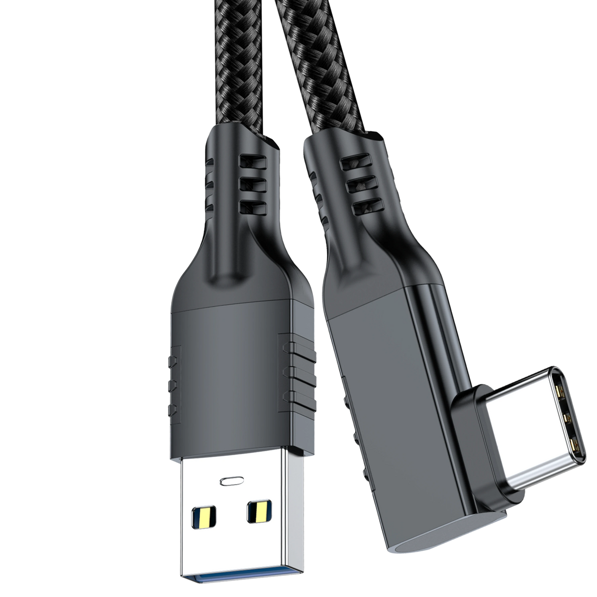 ELFESOUL USB 3.2 Right Angle USB-A to USB-C Cable (10Gbps Data, 60W Fast Charging, VR Link Compatible)