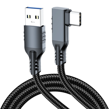 ELFESOUL USB 3.2 Right Angle USB-A to USB-C Cable (10Gbps Data, 60W Fast Charging, VR Link Compatible)