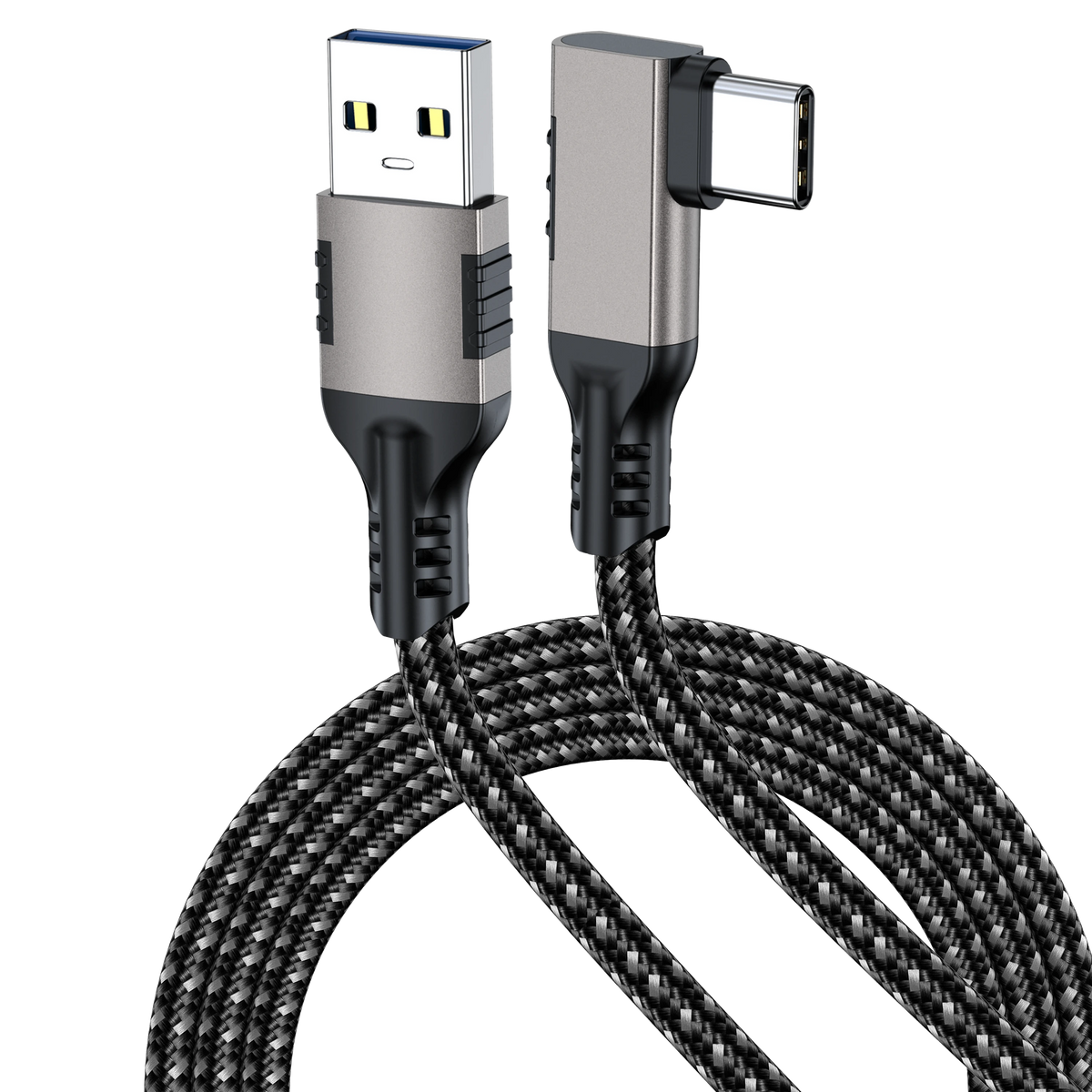 ELFESOUL USB 3.2 Right Angle USB-A to USB-C Cable (10Gbps Data, 60W Fast Charging, VR Link Compatible)