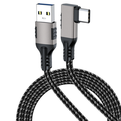 ELFESOUL USB 3.2 Right Angle USB-A to USB-C Cable (10Gbps Data, 60W Fast Charging, VR Link Compatible)