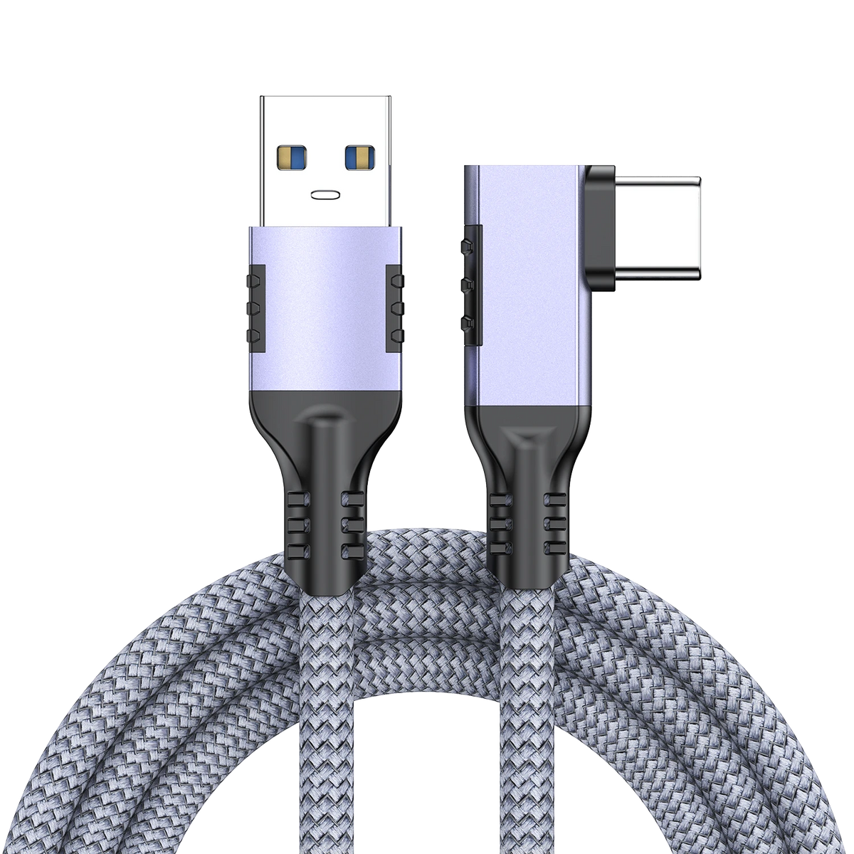 ELFESOUL USB 3.2 Right Angle USB-A to USB-C Cable (10Gbps Data, 60W Fast Charging, VR Link Compatible)