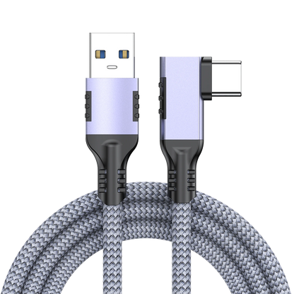 ELFESOUL USB 3.2 Right Angle USB-A to USB-C Cable (10Gbps Data, 60W Fast Charging, VR Link Compatible)
