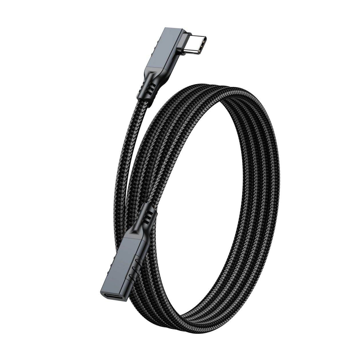 ELFESOUL USB 3.2 Right Angle USB-C Male to Female Extension Cable (20Gbps Data, 240W Fast Charging, 8K Video)