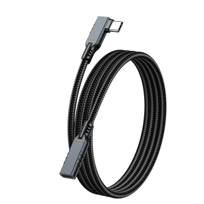 ELFESOUL USB 3.2 Right Angle USB-C Male to Female Extension Cable (20Gbps Data, 240W Fast Charging, 8K Video)