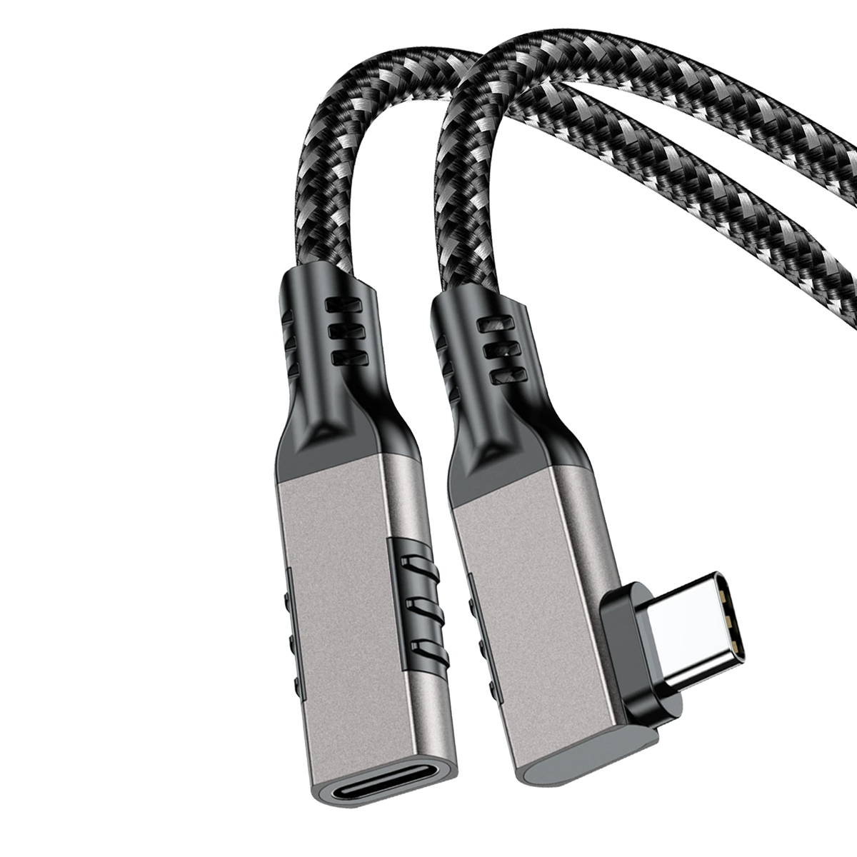ELFESOUL USB4 Right Angle USB-C Male to Female Extension Cable (40Gbps Data, 240W Fast Charging, 8K Video)