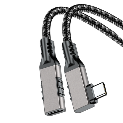 ELFESOUL USB4 Right Angle USB-C Male to Female Extension Cable (40Gbps Data, 240W Fast Charging, 8K Video)