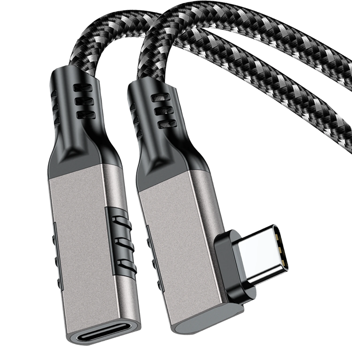 ELFESOUL USB4 Right Angle USB-C Male to Female Extension Cable (40Gbps Data, 240W Fast Charging, 8K Video)