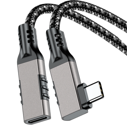 ELFESOUL USB4 Right Angle USB-C Male to Female Extension Cable (40Gbps Data, 240W Fast Charging, 8K Video)