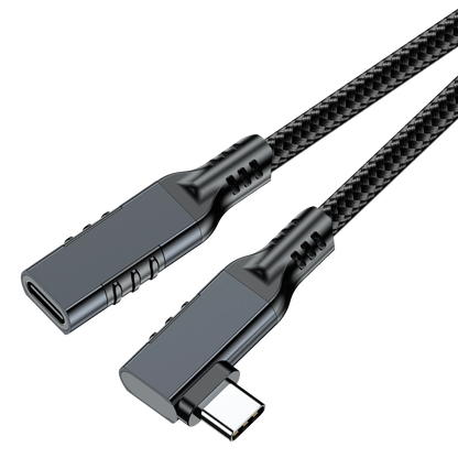 ELFESOUL USB4 Right Angle USB-C Male to Female Extension Cable (40Gbps Data, 240W Fast Charging, 8K Video)