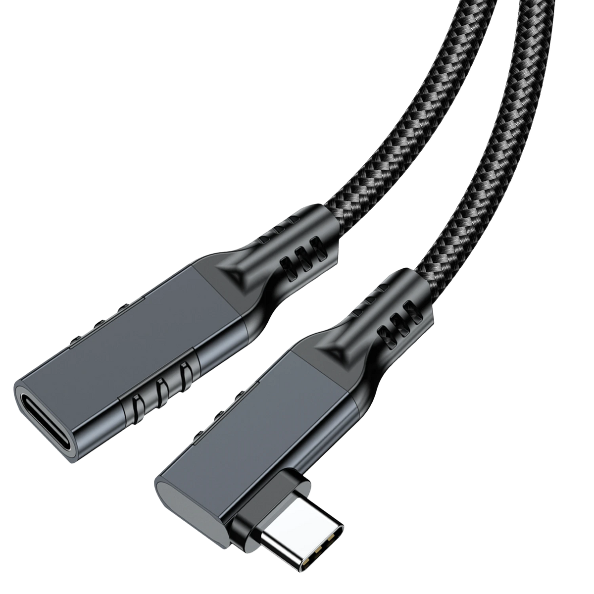 ELFESOUL USB4 Right Angle USB-C Male to Female Extension Cable (40Gbps Data, 240W Fast Charging, 8K Video)