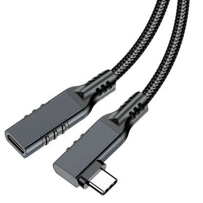 ELFESOUL USB4 Right Angle USB-C Male to Female Extension Cable (40Gbps Data, 240W Fast Charging, 8K Video)