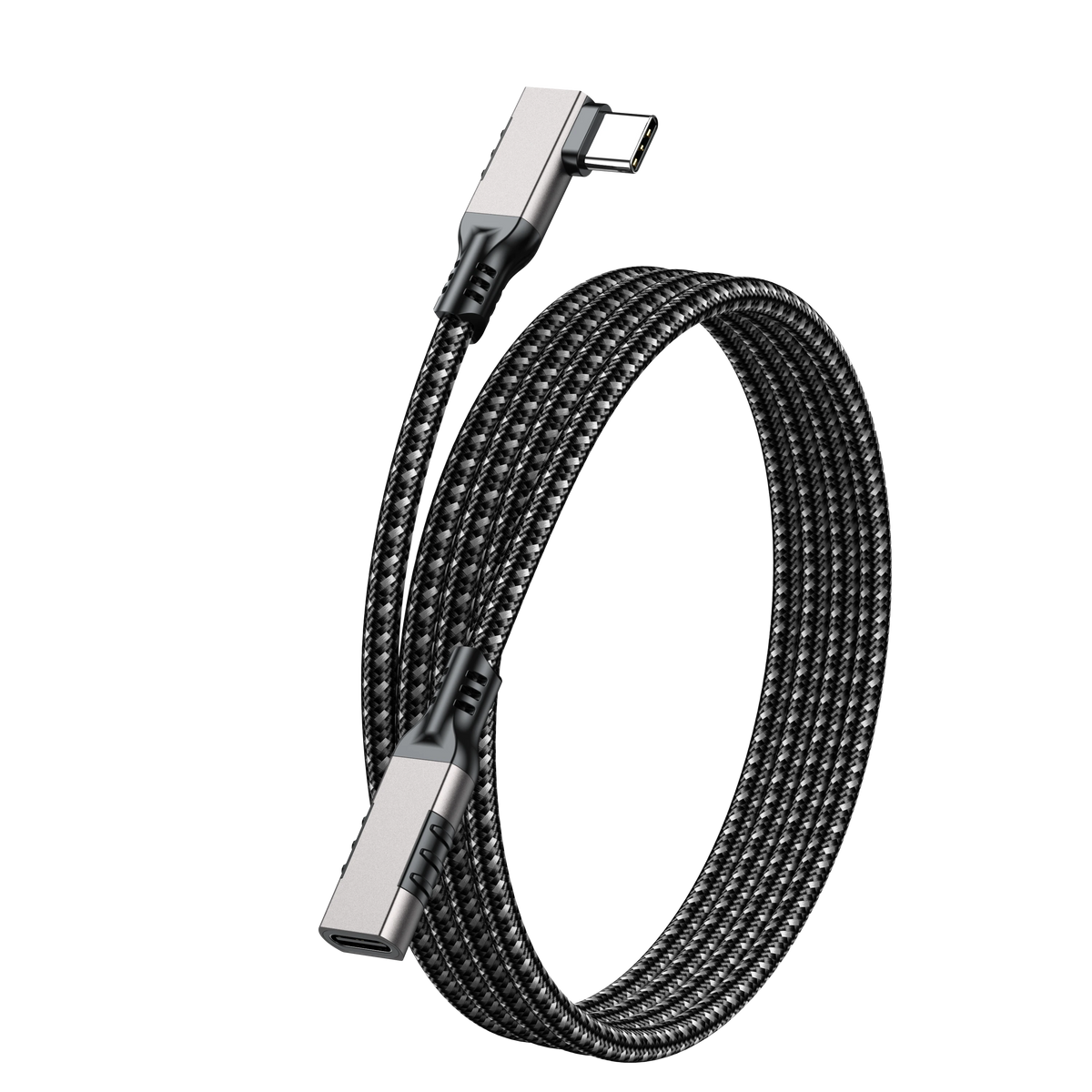 ELFESOUL USB 3.2 Right Angle USB-C Male to Female Extension Cable (20Gbps Data, 240W Fast Charging, 8K Video)