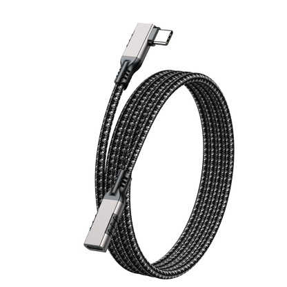 ELFESOUL USB 3.2 Right Angle USB-C Male to Female Extension Cable (20Gbps Data, 240W Fast Charging, 8K Video)