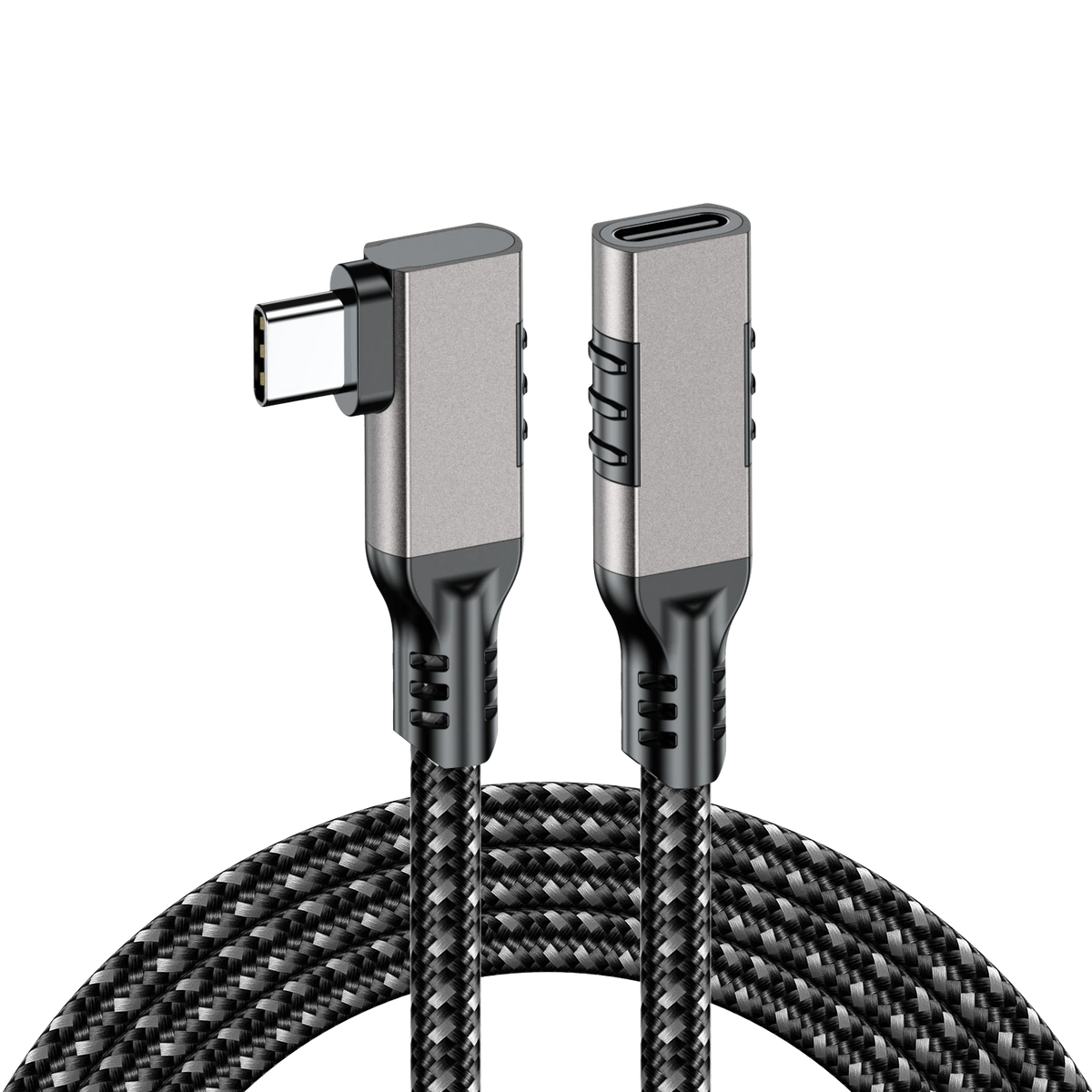 ELFESOUL USB4 Right Angle USB-C Male to Female Extension Cable (40Gbps Data, 240W Fast Charging, 8K Video)