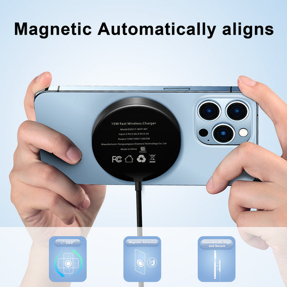 For Mag - Safe Charger, 15W Magnetic Wireless Charger for iPhone 17 Pro Max/17 Pro/17/17 Plus/16 Pro Max/16 Pro/16/16 Plus/15/14/13/12 Series AirPods 3/2/Pro/Pro 2 - ELFESOUL