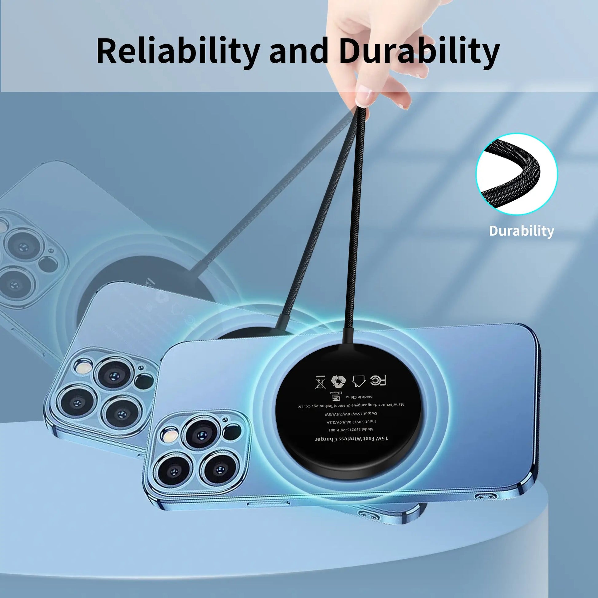 For Mag - Safe Charger, 15W Magnetic Wireless Charger for iPhone 17 Pro Max/17 Pro/17/17 Plus/16 Pro Max/16 Pro/16/16 Plus/15/14/13/12 Series AirPods 3/2/Pro/Pro 2 - ELFESOUL