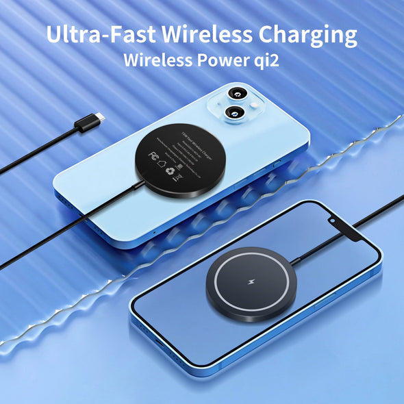 For Mag - Safe Charger, 15W Magnetic Wireless Charger for iPhone 17 Pro Max/17 Pro/17/17 Plus/16 Pro Max/16 Pro/16/16 Plus/15/14/13/12 Series AirPods 3/2/Pro/Pro 2 - ELFESOUL