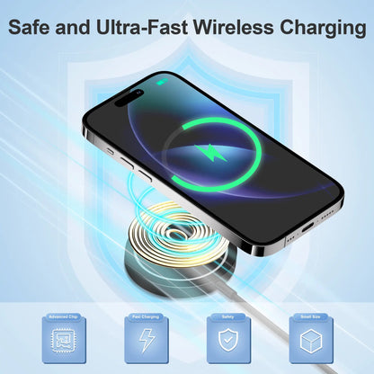 For Mag - Safe Charger, 15W Magnetic Wireless Charger for iPhone 17 Pro Max/17 Pro/17/17 Plus/16 Pro Max/16 Pro/16/16 Plus/15/14/13/12 Series AirPods 3/2/Pro/Pro 2 - ELFESOUL