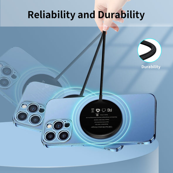For Mag - Safe Charger, 15W Magnetic Wireless Charger for iPhone 17 Pro Max/17 Pro/17/17 Plus/16 Pro Max/16 Pro/16/16 Plus/15/14/13/12 Series AirPods 3/2/Pro/Pro 2 - ELFESOUL