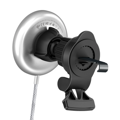 Color: Q206-01F White # Rear view showing 360-degree rotation ball joint and tightening mechanism