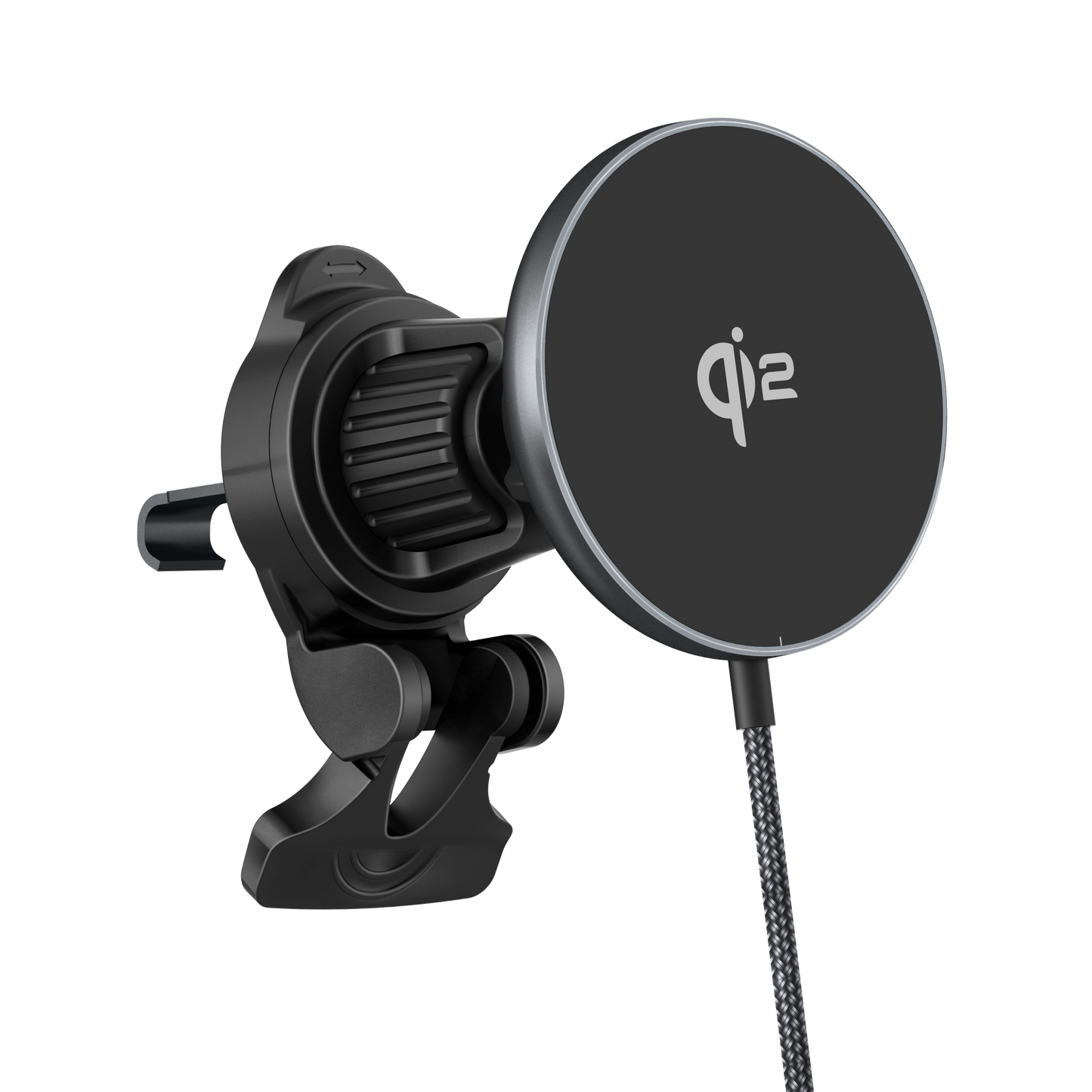 Color: Q206-01H1 Gray # Upward tilted angle of ELFESOUL magnetic car mount on vent bracket