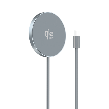 Color: Q223-01C Gray # Top three-quarter view of ELFESOUL gray magnetic wireless charger